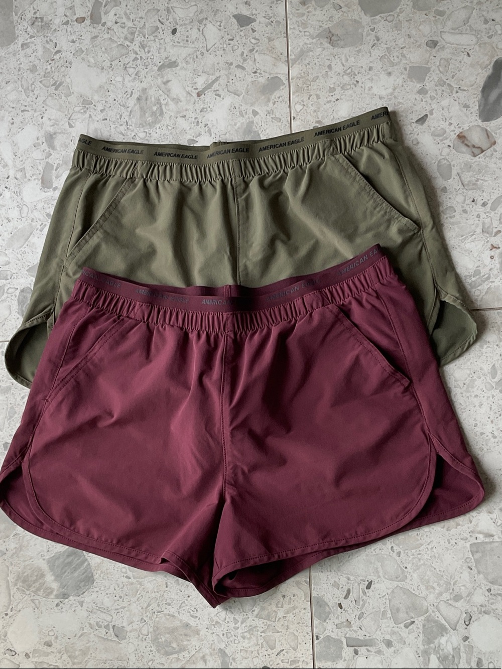 American Eagle Outfitters Women’s Olive and Burgundy Active Shorts - 2 Pack